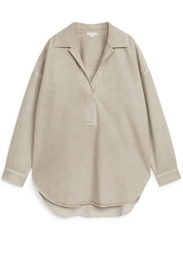 Overdyed Pop-Over Shirt - Grey