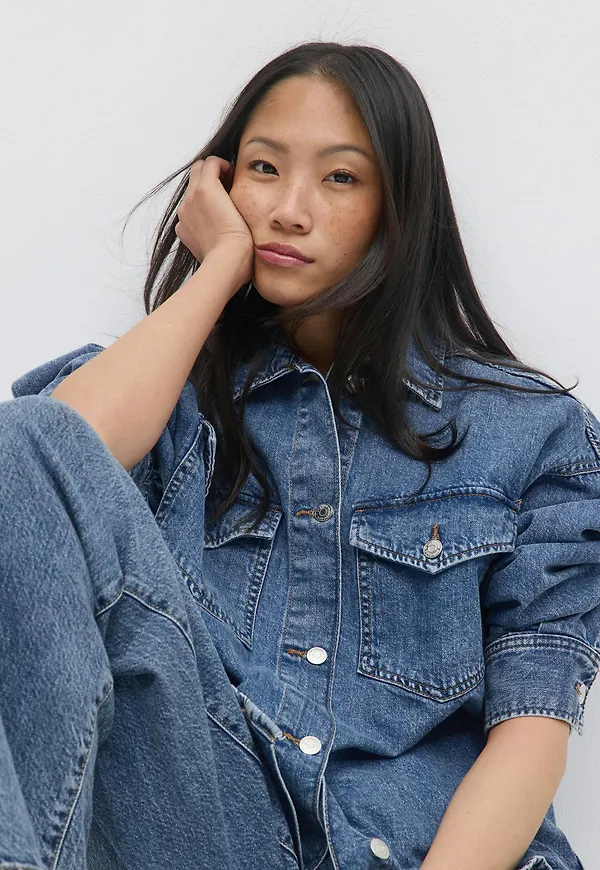 Gina Tricot - Oversize denim shirt - Jeansskjortor - Blå - XS - Dam