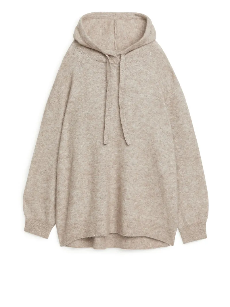 Oversized Alpaca Blend Hoodie - Beige