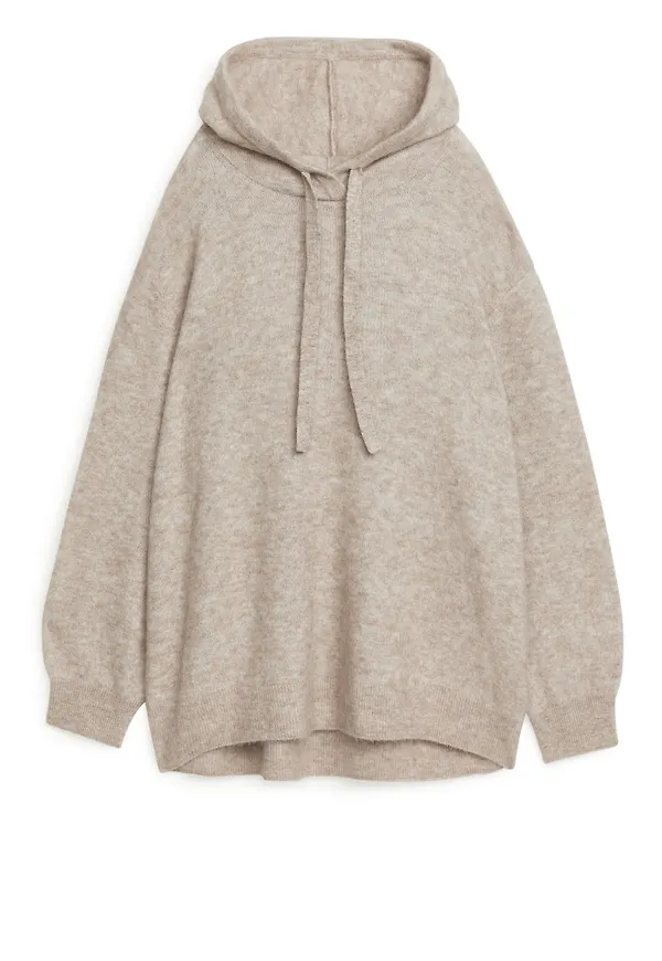 Oversized Alpaca Blend Hoodie - Beige