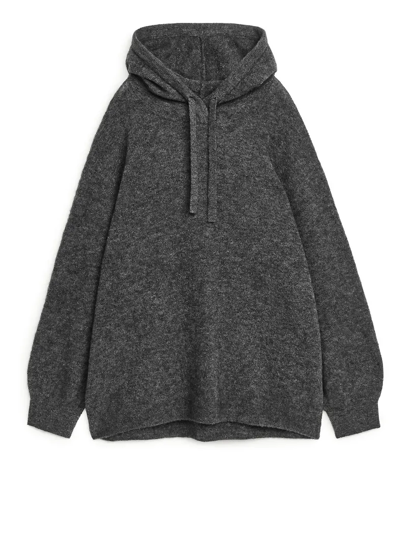 Oversized Alpaca Blend Hoodie - Grey