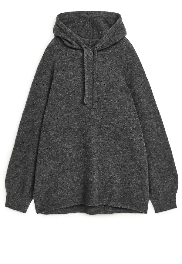 Oversized Alpaca Blend Hoodie - Grey