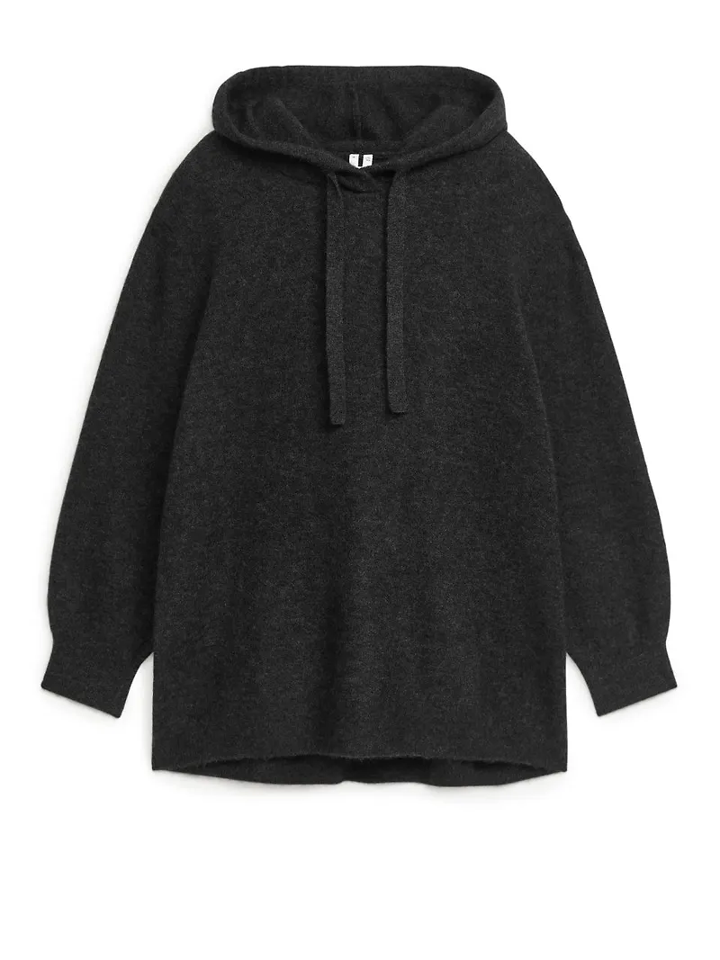 Oversized Alpaca Blend Hoodie - Grey