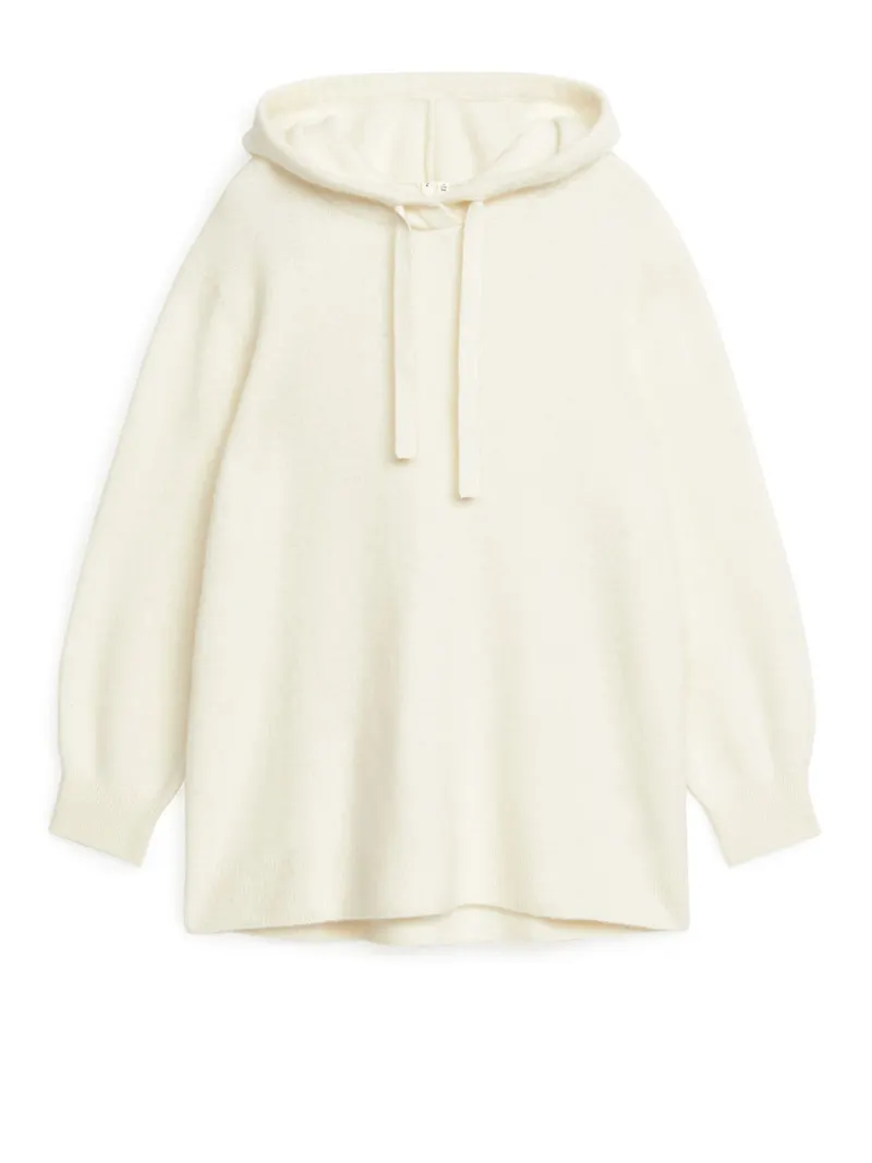 Oversized Alpaca Blend Hoodie - White