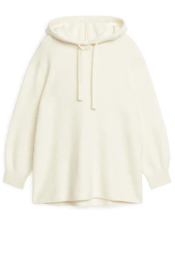 Oversized Alpaca Blend Hoodie - White