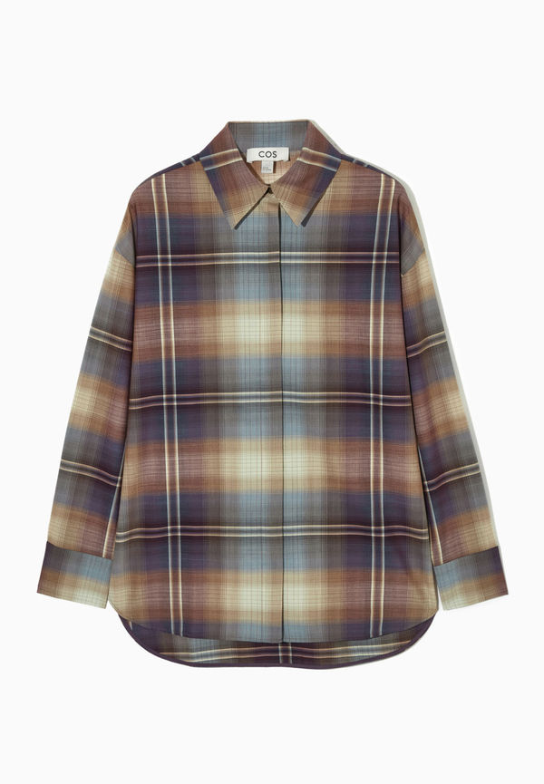 OVERSIZED CHECKED WOOL-BLEND SHIRT