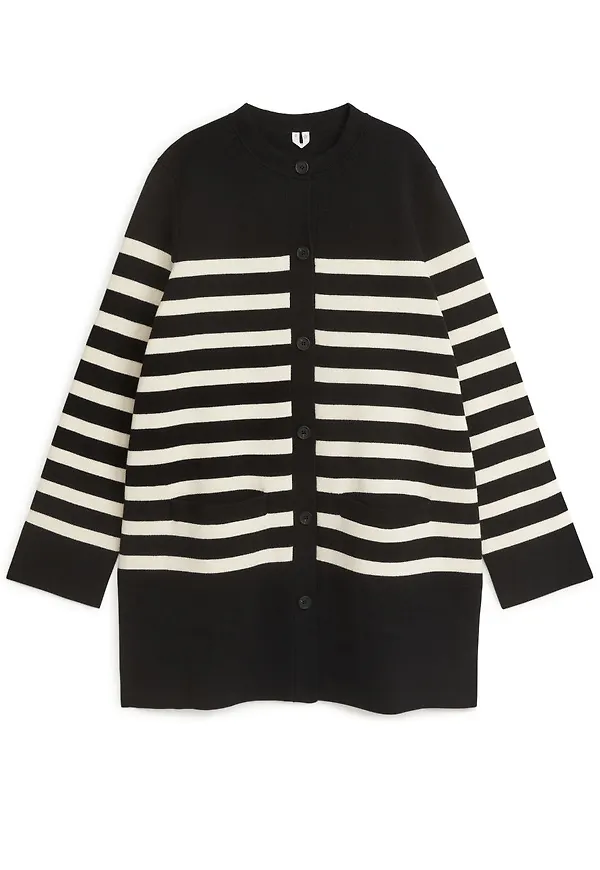 Oversized Cotton Cardigan - Black