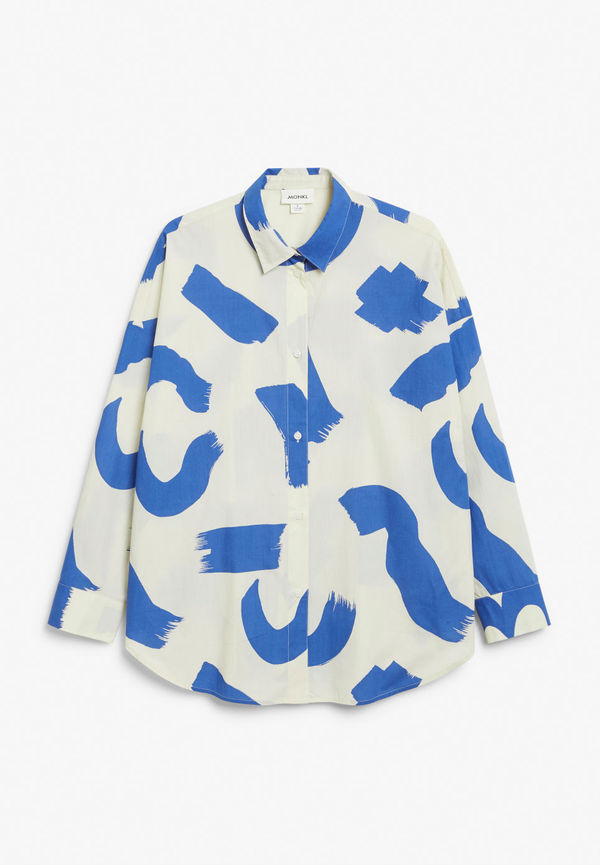 Oversized cotton shirt - Beige