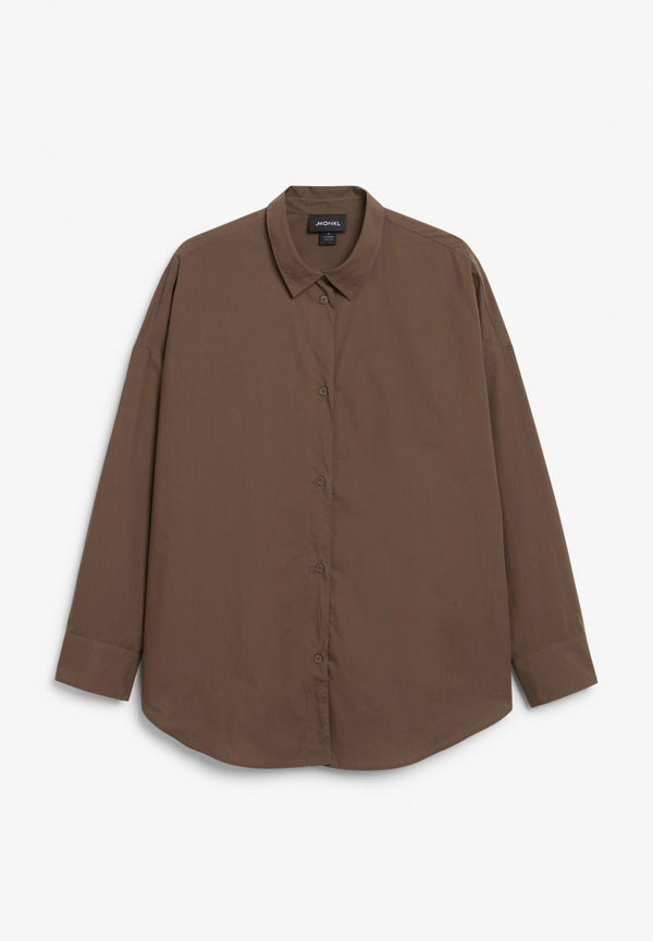 Oversized cotton shirt - Beige