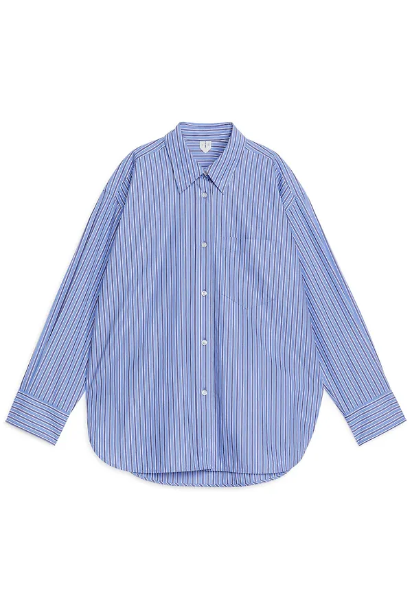 Oversized Cotton Shirt - Blue