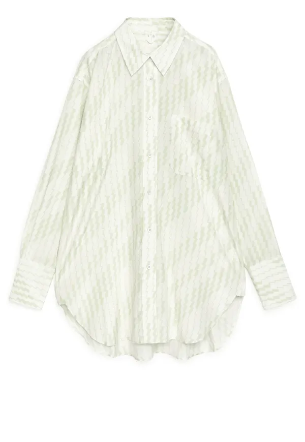 Oversized Cupro Blend Shirt - Green