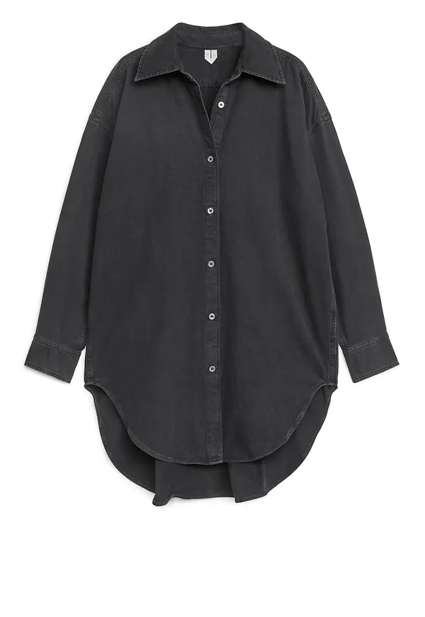Oversized Denim Shirt - Black