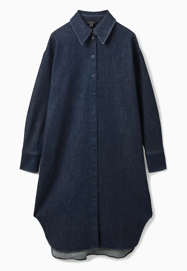 OVERSIZED DENIM SHIRT DRESS