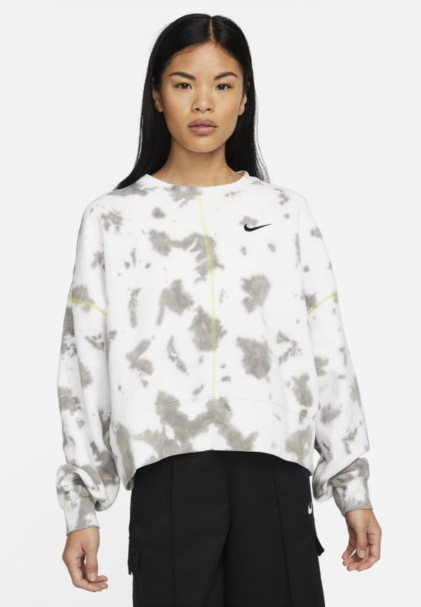 Oversized fleece-tröja Nike Sportswear med tie-dye och rund hals för kvinnor - Grå