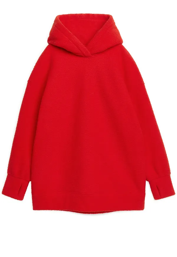 Oversized Fleece Hoodie - Red