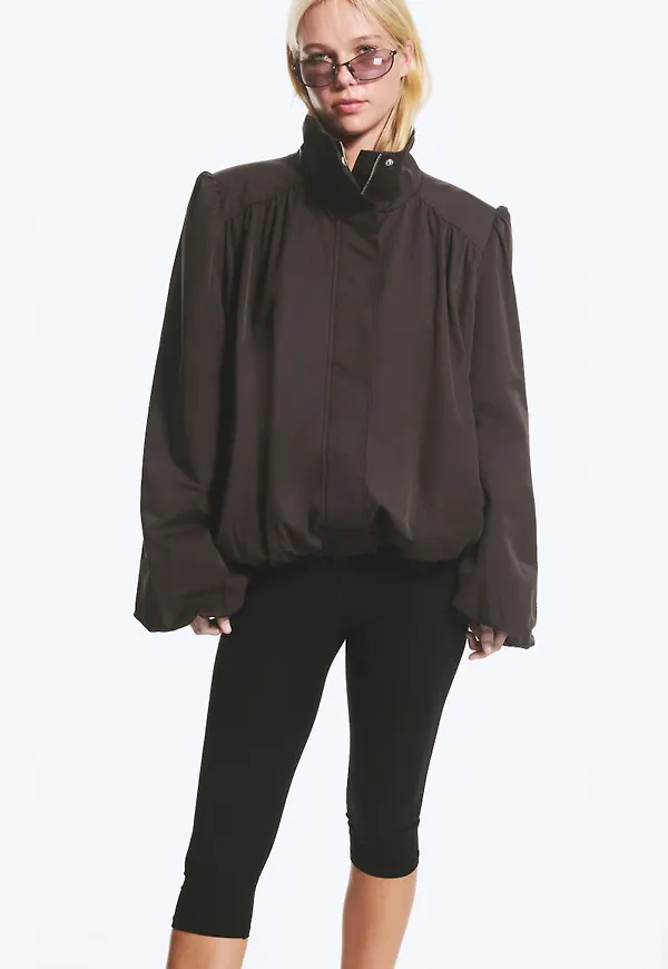 Oversized Funnel‑Neck Track Jacket
