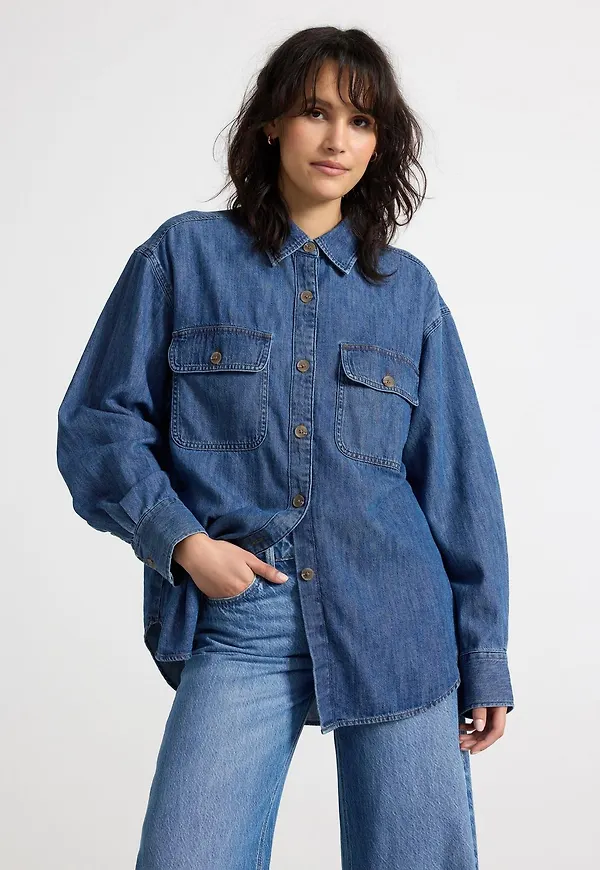 Oversized jeansskjorta