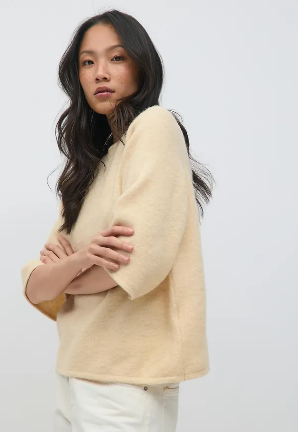 Gina Tricot - Oversized knitted tee - Stickade tröjor med kort ärm - Gult - XS - Dam