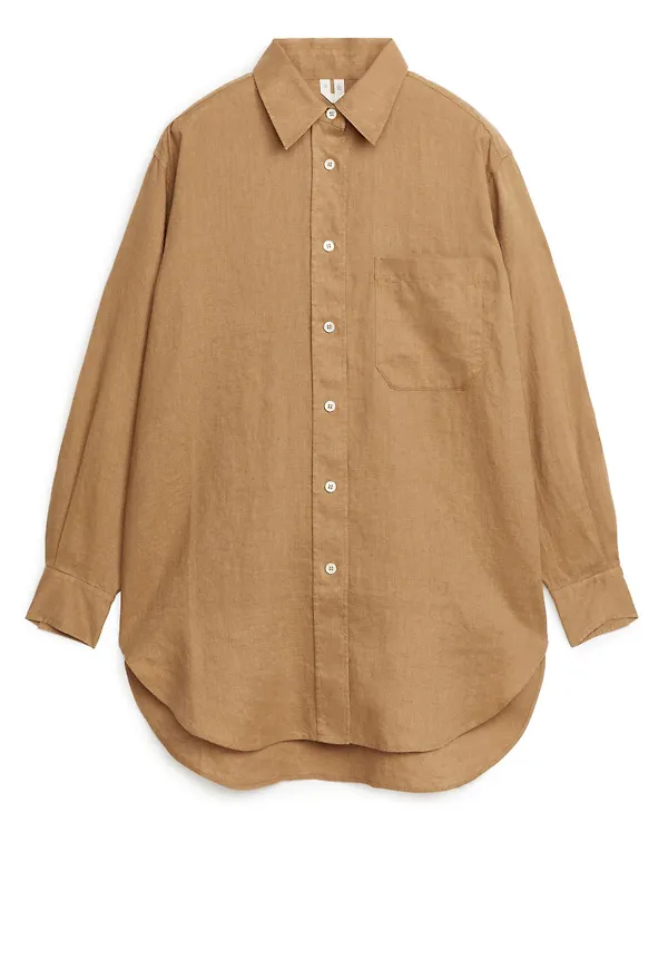 Oversized Linen Shirt - Beige