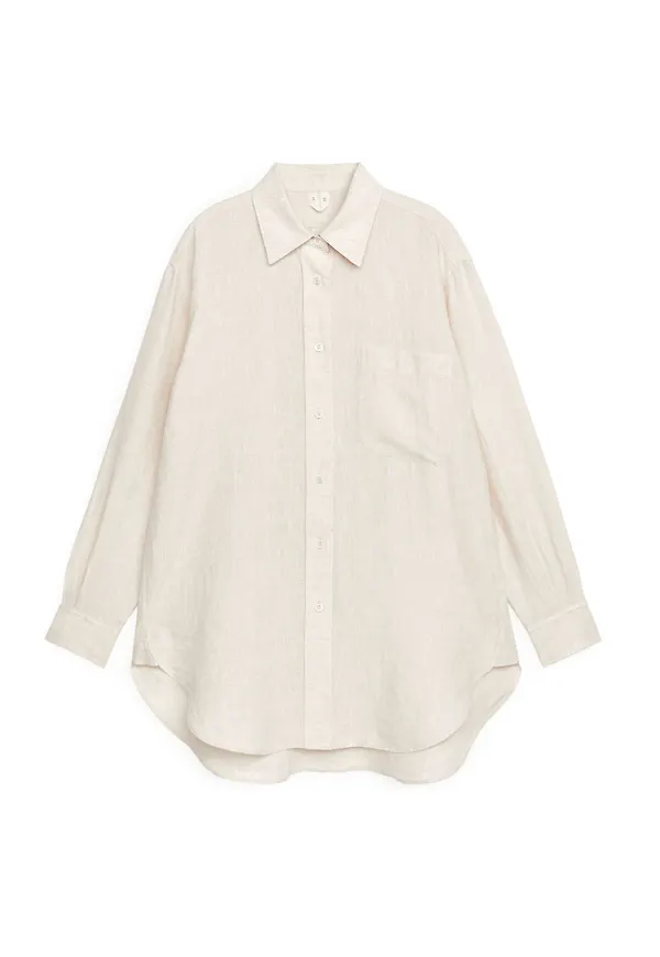 Oversized Linen Shirt - Beige