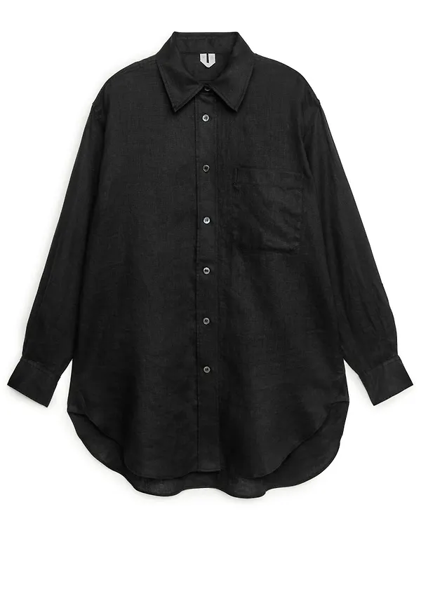 Oversized Linen Shirt - Black
