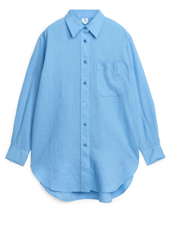 Oversized Linen Shirt - Blue