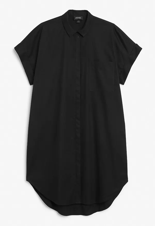 Oversized midi shirt dress - Black
