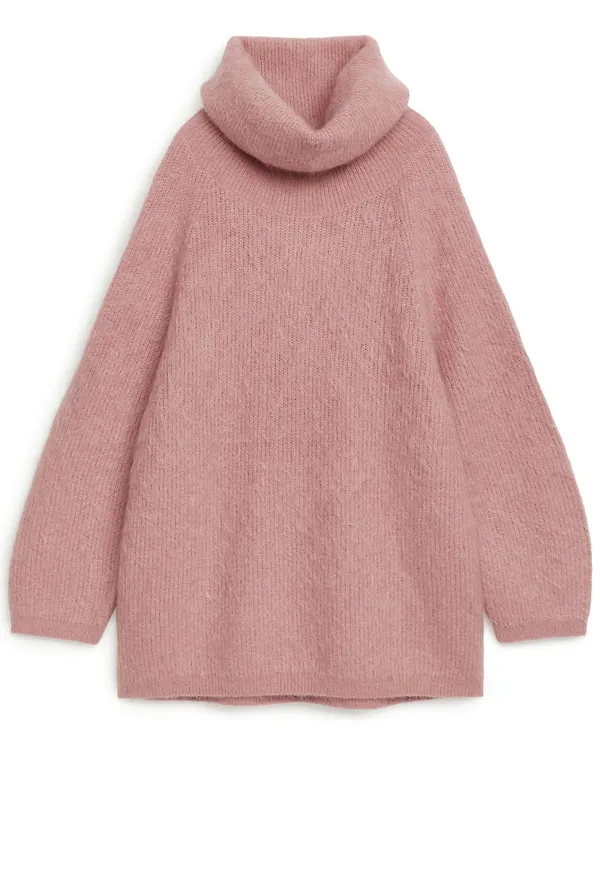 Oversized Mohair Blend Roll-Neck - Orange