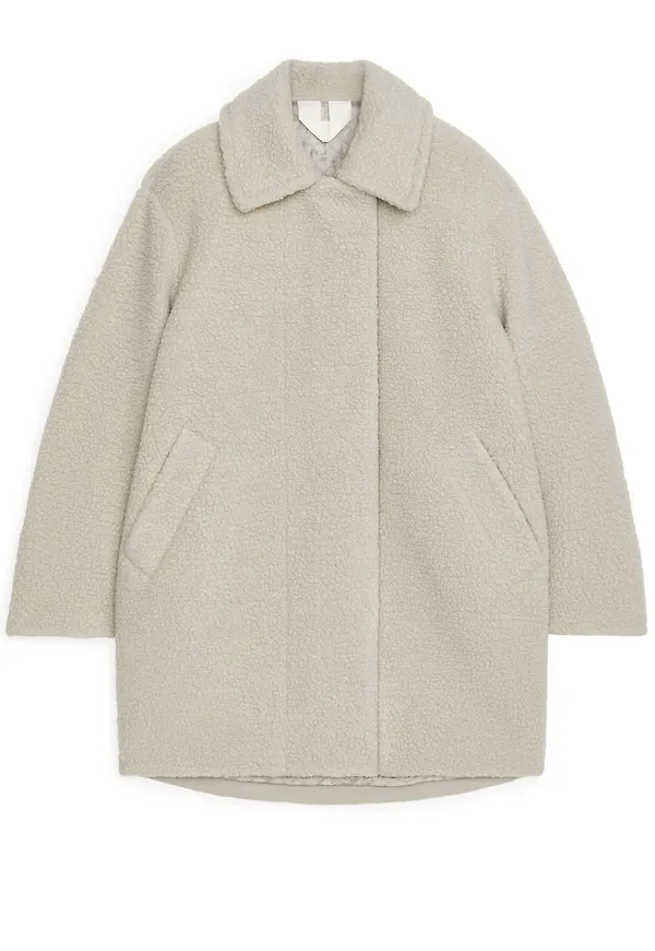 Oversized Pile Coat - Beige