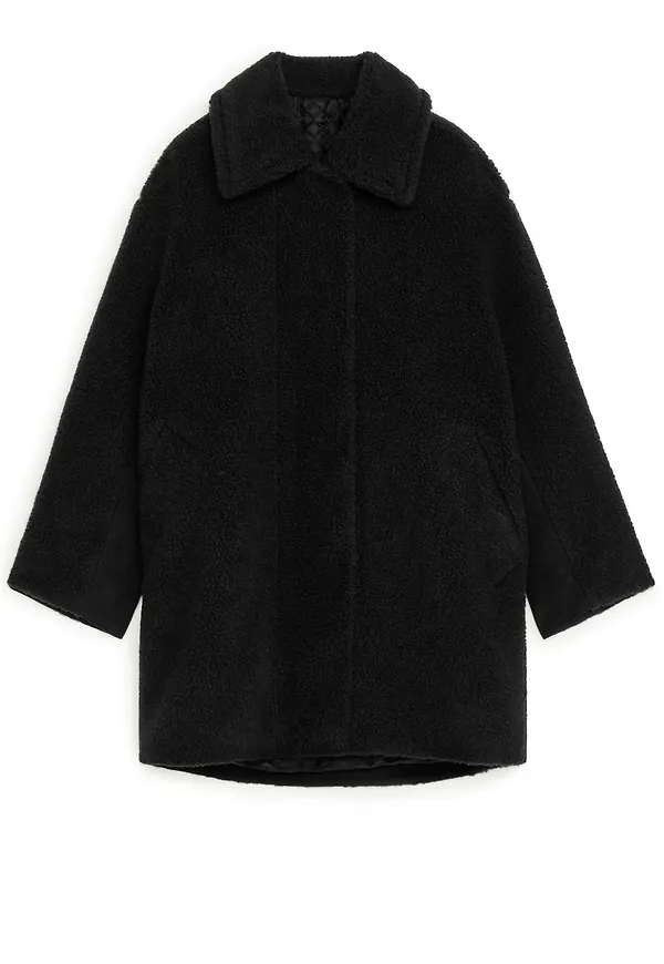Oversized Pile Coat - Black