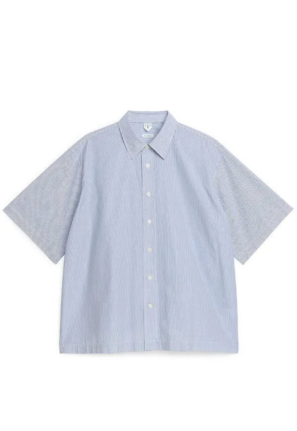 Oversized Poplin Shirt - Blue