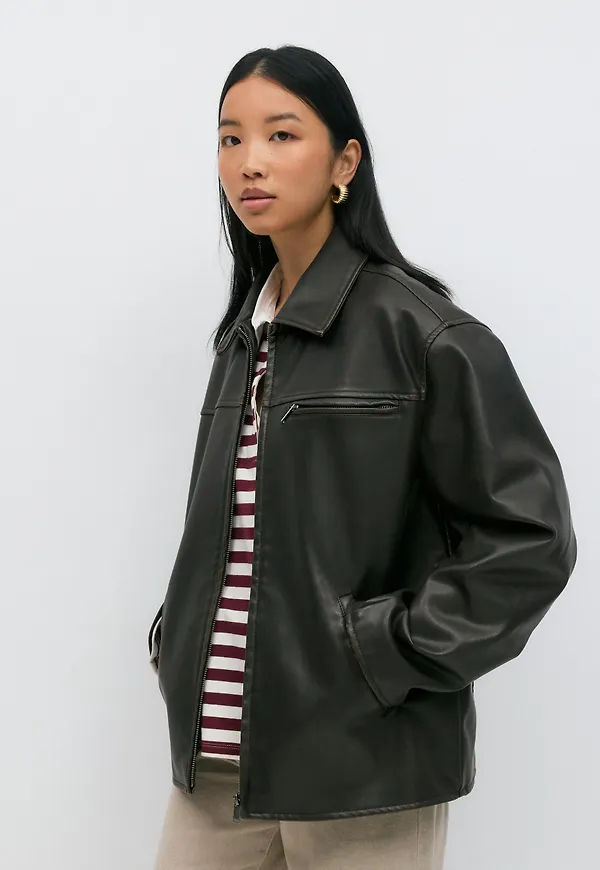 Oversized pu jacket