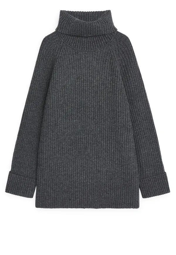 Oversized Ribbed Tunic - Grey