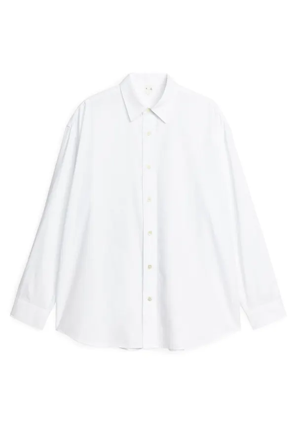 Oversized Satin Shirt - White