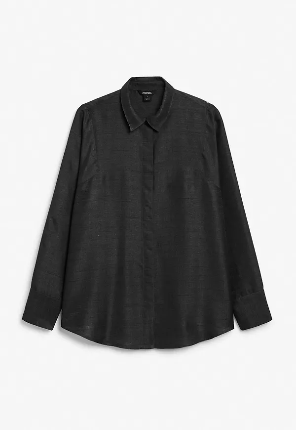 Oversized shiny shirt - Black