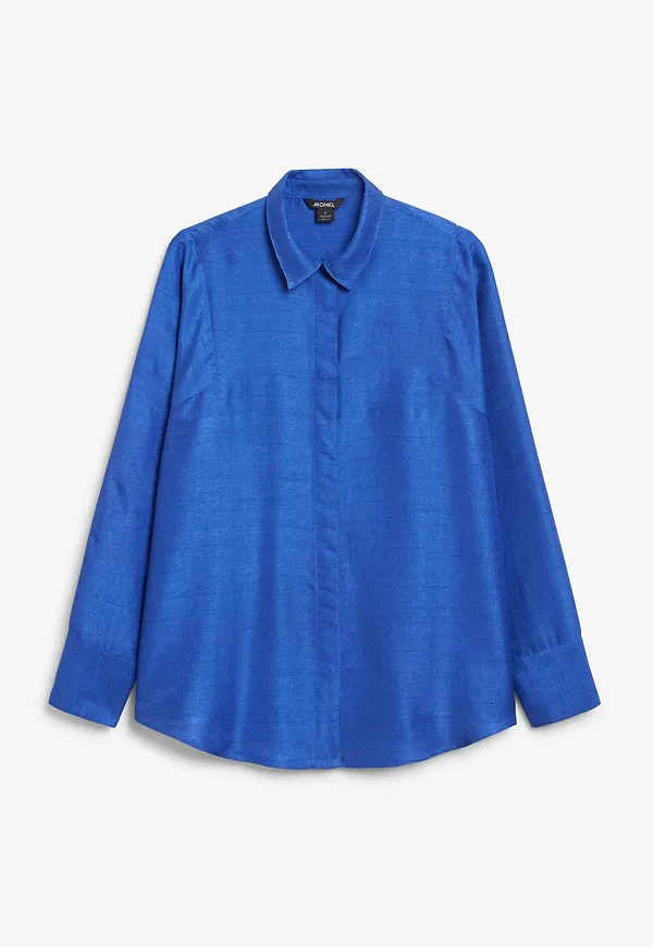 Oversized shiny shirt - Blue