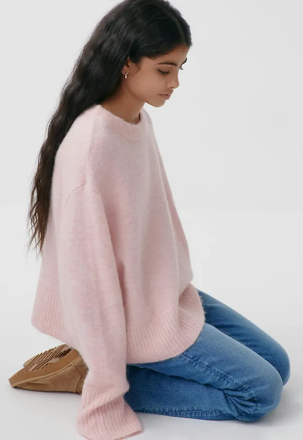 Gina Tricot - Oversized sweater - stickade tröjor - Rosa - 134/140 - Tjej