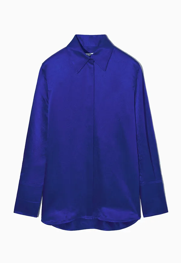 OVERSIZED TEXTURED-SATIN SHIRT