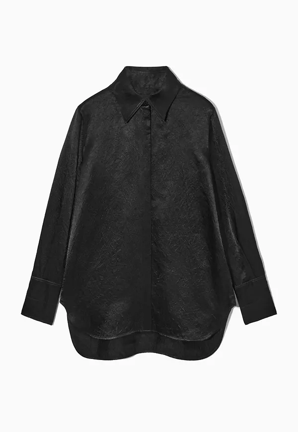 OVERSIZED TEXTURED-SATIN SHIRT