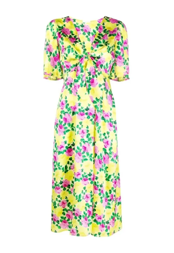 P.a.r.o.s.h. floral-print-v-neck-midi-dress Gul, Dam