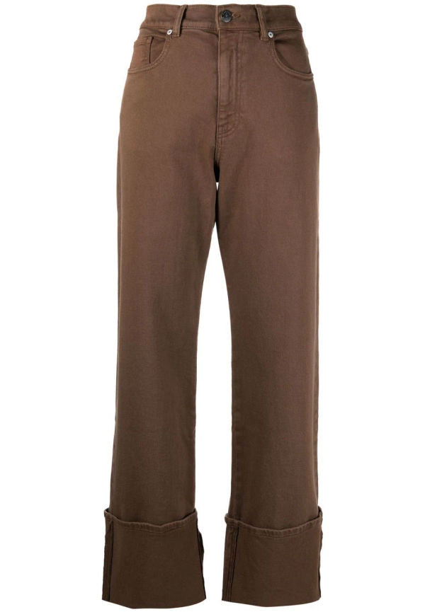 P.A.R.O.S.H. straight-jeans med uppvikt fåll - Brun