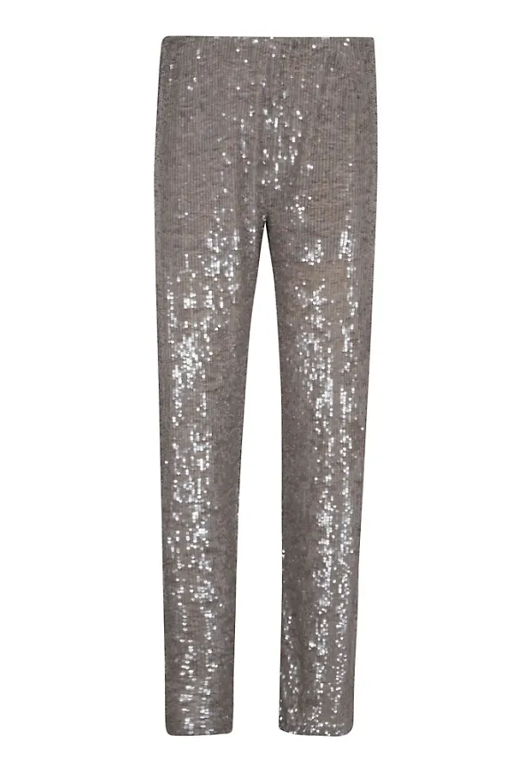 P.a.r.o.s.h., Byxor, Dam, XS, Polyester, Grå Paljett Elastisk Midja Byxor