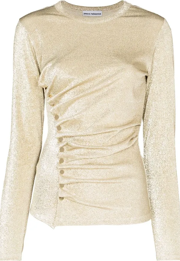 Paco Rabanne asymmetrisk t-shirt - Guldfärgad