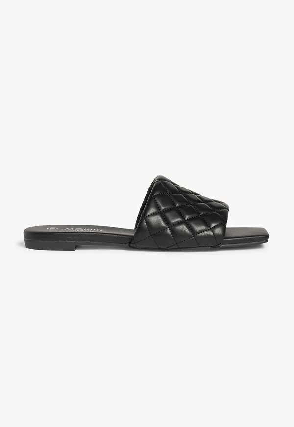 Padded faux leather sandals - Black