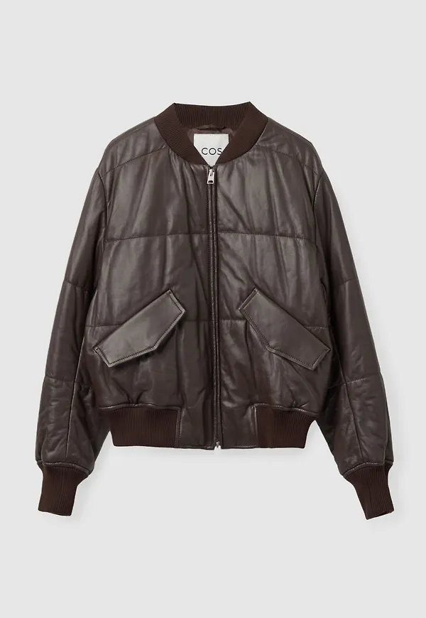 PADDED LEATHER BOMBER JACKET