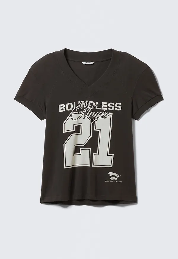 Padded Shoulder Graphic Short-Sleeve Top