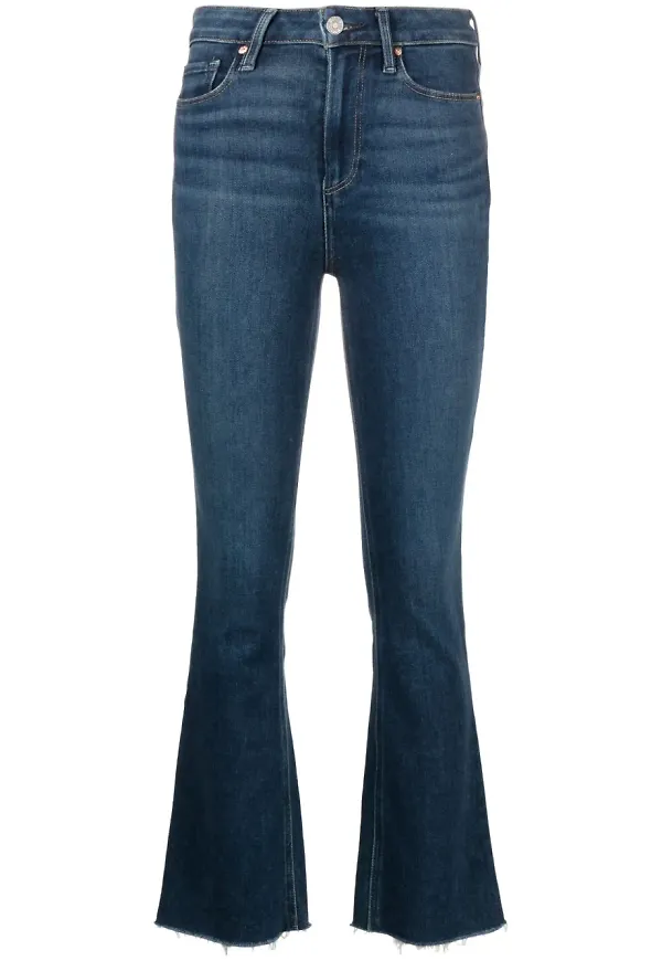 PAIGE Claudine jeans med osydd fåll - Blå