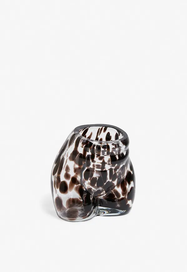 Paint splattered glass body pot - Black