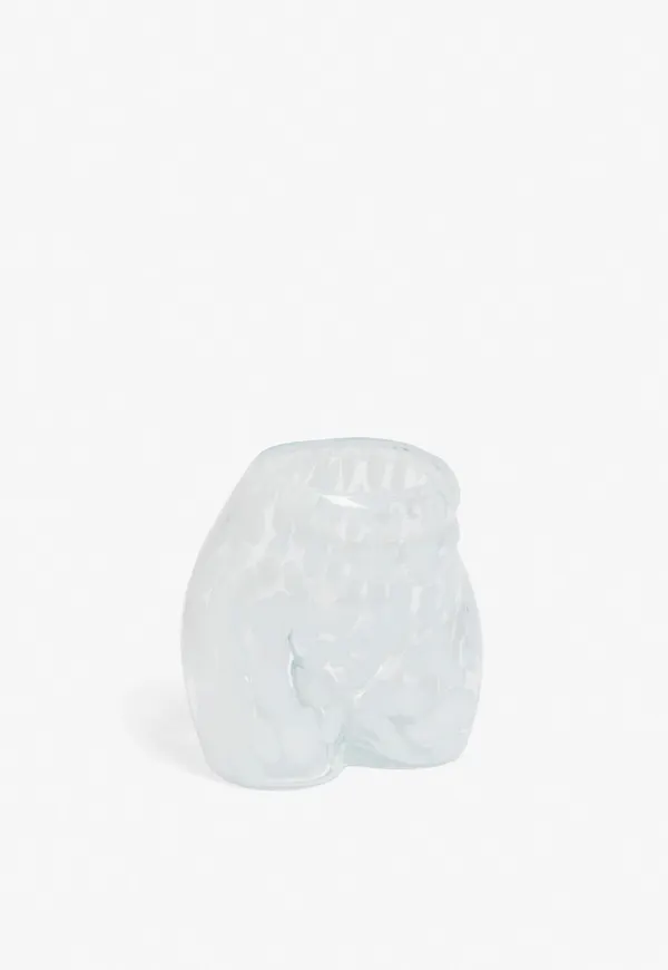 Paint splattered glass body pot - White
