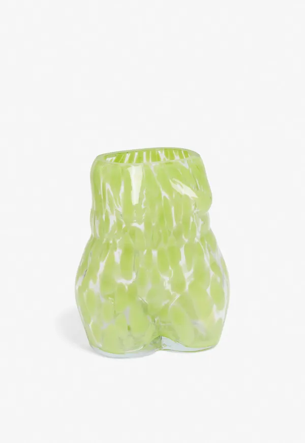 Paint splattered glass body vase - Green